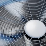 up close shot of the fan on an HVAC unit